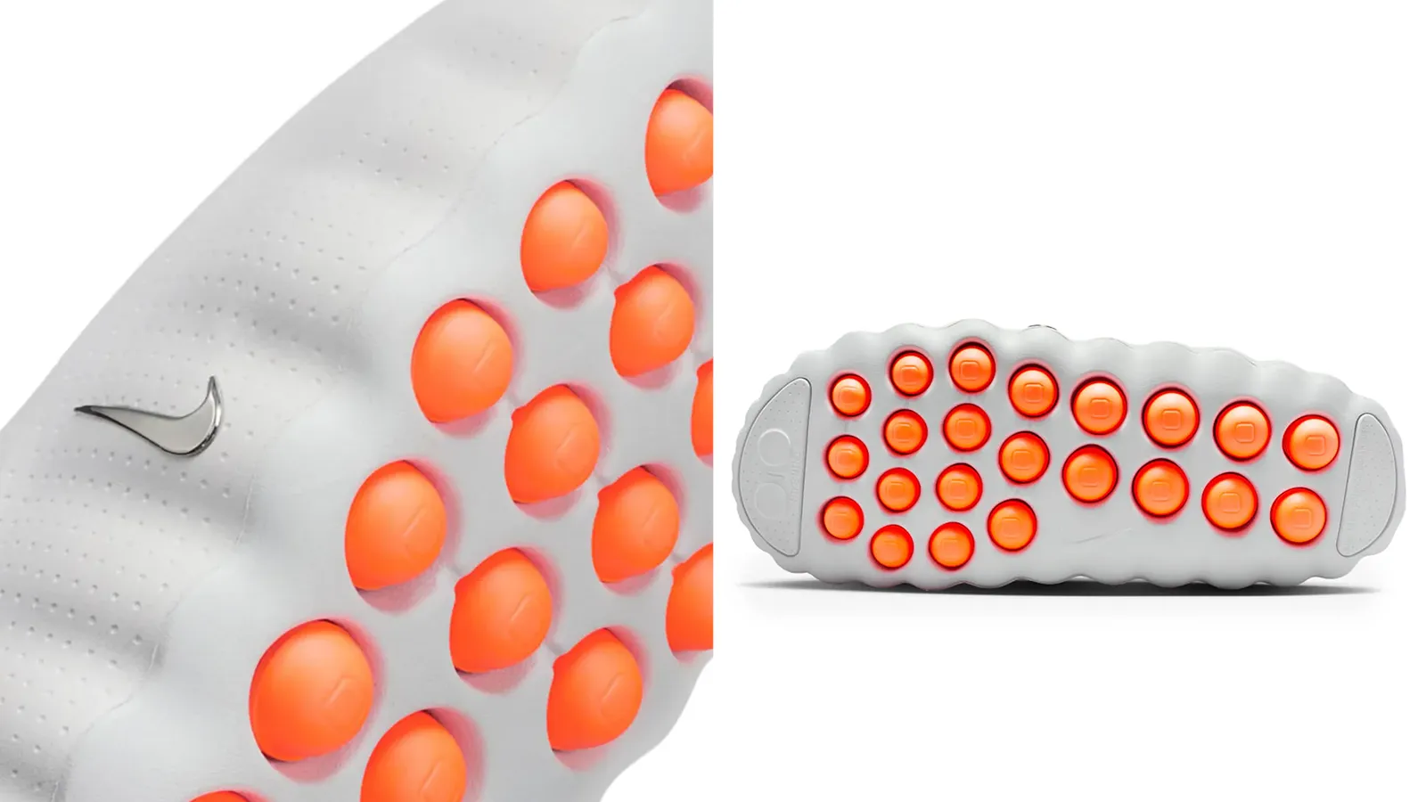 De zool van de Nike Mind 001 bevat 22 foam nodes die drukpunten onder de voet activeren.